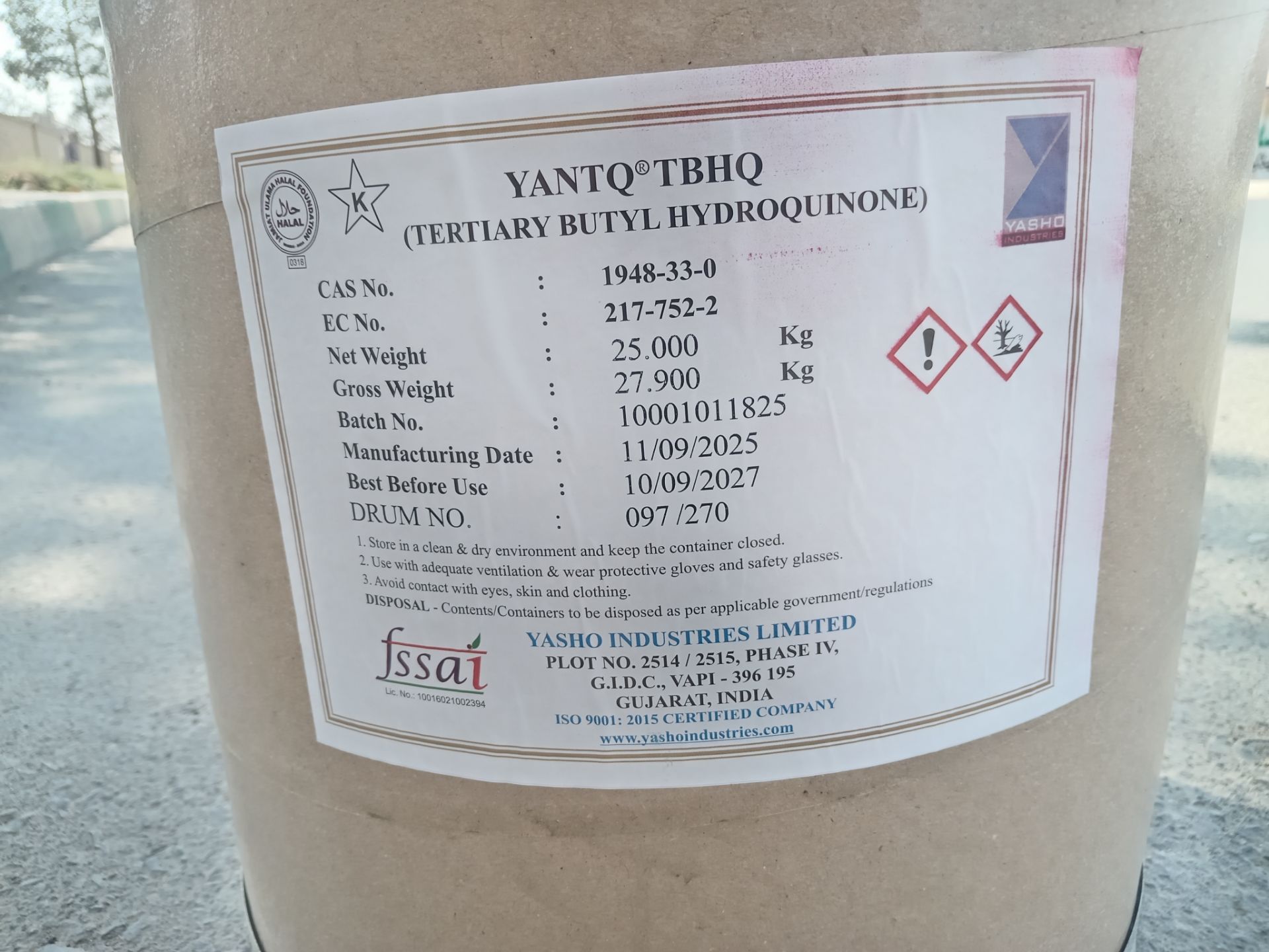 آنتی اکسیدان TBHQ برند یاشو هند پک 25 کیلوگرم